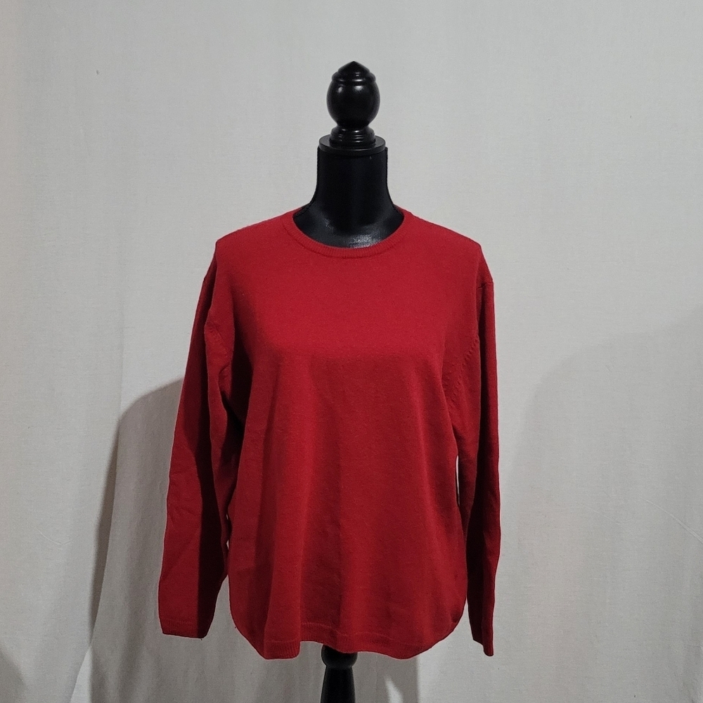 Isle Essentials UK sweater red merino wool long sleeve plus size XL 22 24 winter